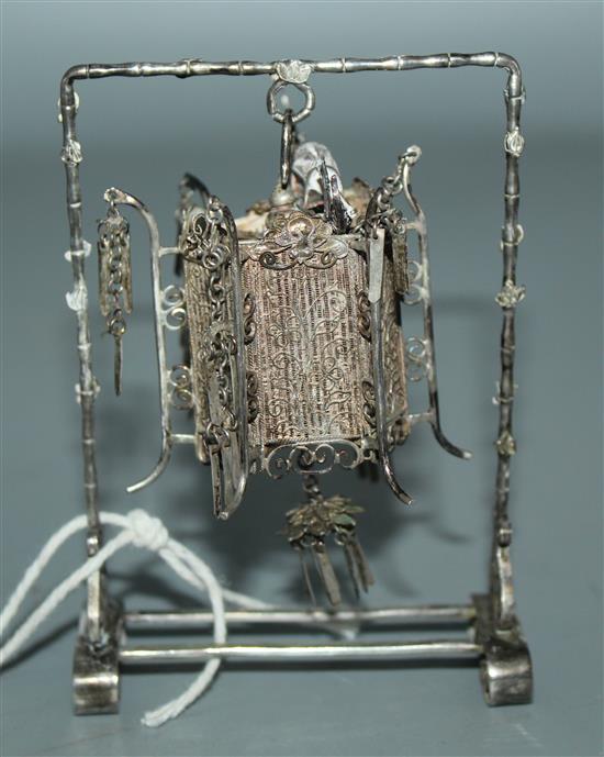Chinese silver miniature lantern